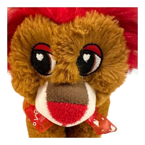 Homerbest Brown Lion Plush Stuffed Animal Toy Hearts Ribbon 7" Valentine's Day - Picture 6 of 8